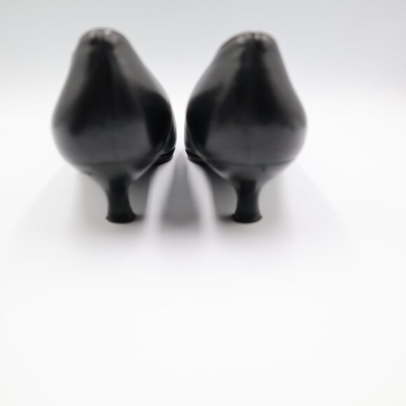 Salvatore Ferragamo Black Leather Kitten Heel Pumps Womens Size 6.5 Pointed Toe - Picture 8 of 16